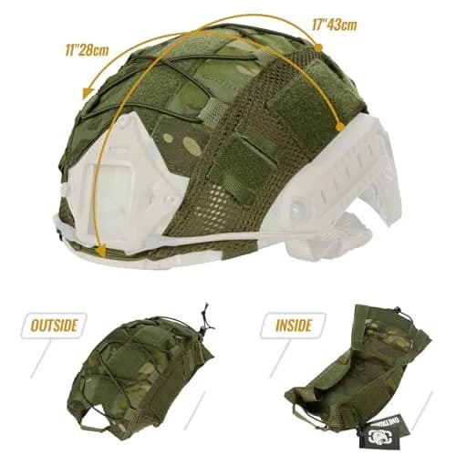 OneTigris Multicam Tactical Fast Helmet Cover for M/L PJ Helmets | Lightweight Cordura Nylon with MOLLE & Bungee System thumbnail 4
