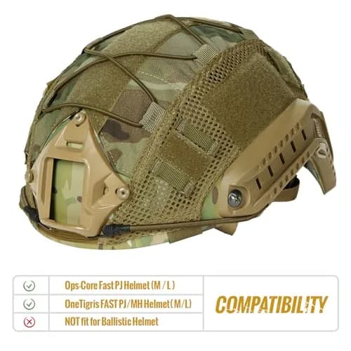 OneTigris Multicam Tactical Fast Helmet Cover for M/L PJ Helmets | Lightweight Cordura Nylon with MOLLE & Bungee System thumbnail 2