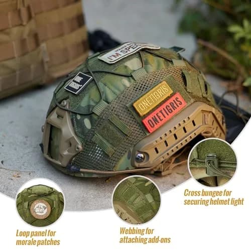 OneTigris Multicam Tactical Fast Helmet Cover for M/L PJ Helmets | Lightweight Cordura Nylon with MOLLE & Bungee System thumbnail 3