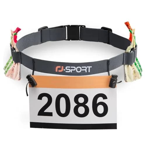 RJ-Sport Race Number Belt with 6 Energy Gel Loops for Triathlon & Marathon, 32g (1.1oz) | Adjustable Waistband for Running Events thumbnail 1