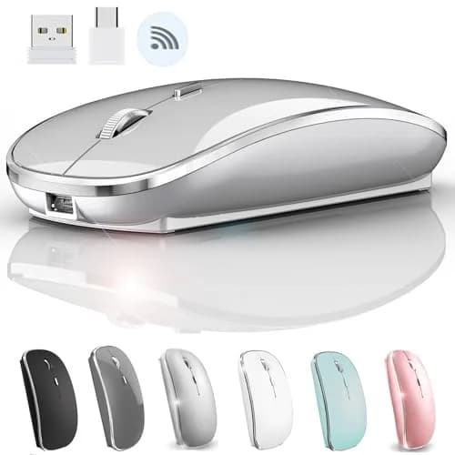 JETTA Wireless Mouse for MacBook Pro, MacBook Air, Laptop, Desktop, Chromebook, Win7/8/10/11, PC - Silver | Plug and Play Optical Mouse thumbnail 2