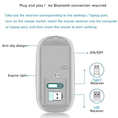 JETTA Wireless Mouse for MacBook Pro, MacBook Air, Laptop, Desktop, Chromebook, Win7/8/10/11, PC - Silver | Plug and Play Optical Mouse thumbnail 3