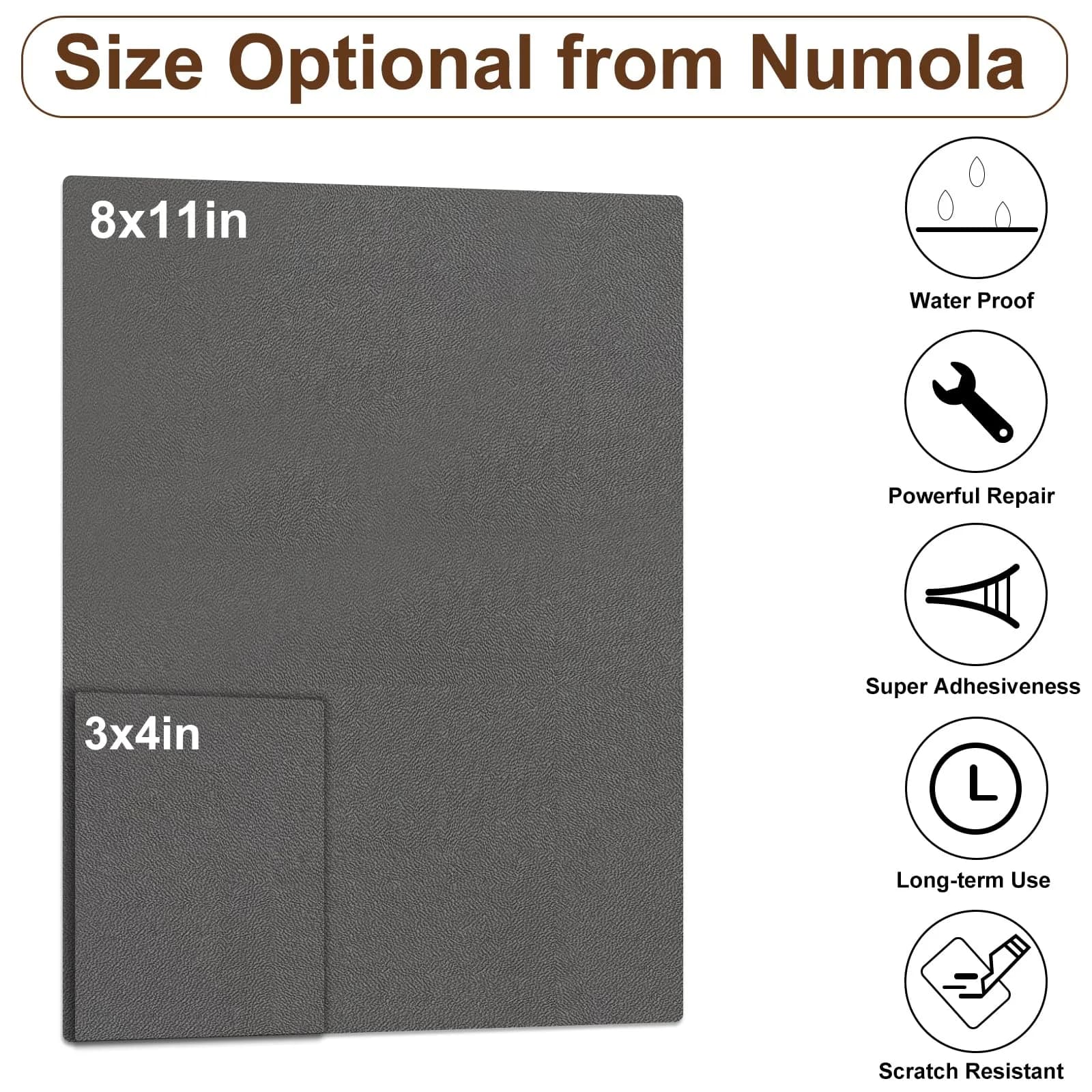 Numola 8x11 Inch Gray Self-Adhesive Waterproof Leather Repair Patch Tape thumbnail 2