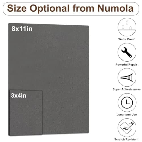Numola 8x11 Inch Gray Self-Adhesive Waterproof Leather Repair Patch Tape - view 2