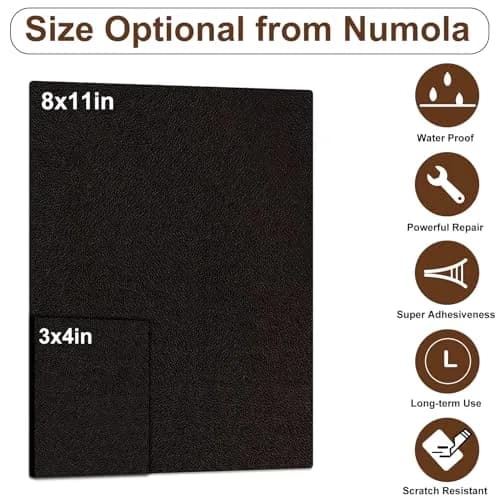 Numola Dark Brown Leather Repair Patch 8x11 Inch - Waterproof Self-Adhesive Fabric Tape - view 2