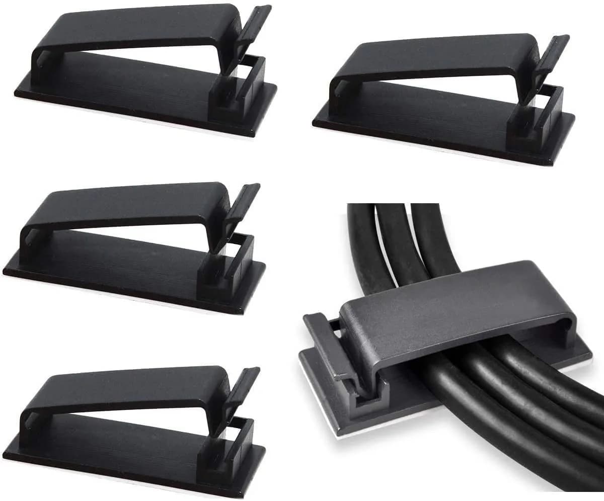 SOULWIT 50Pcs Self Adhesive Cable Management Clips - Black | Organize Wires on Desks, Walls, Cabinets - main product image