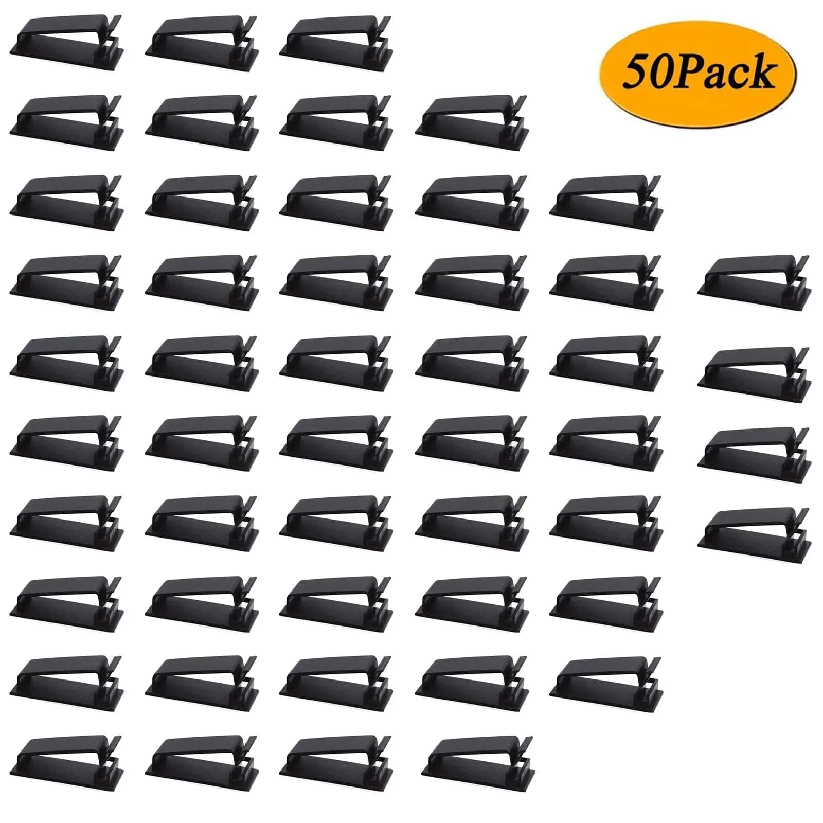 SOULWIT 50Pcs Self Adhesive Cable Management Clips - Black | Organize Wires on Desks, Walls, Cabinets - view 6