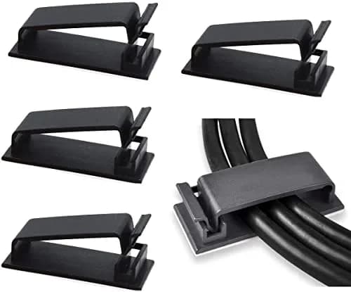 SOULWIT 50Pcs Self Adhesive Cable Management Clips - Black | Organize Wires on Desks, Walls, Cabinets thumbnail 1