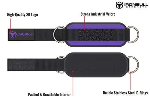 Iron Bull Strength Women's Ankle Strap for Cable Machines & Resistance Bands | Cushioned, Durable & Fit for Women (Pair) thumbnail 2