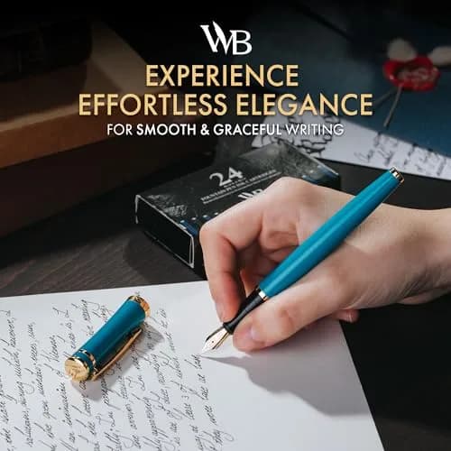Wordsworth & Black Fountain Pen Set for Writing, Medium Nib, Turquoise | Smooth Ink Flow & Elegant Design thumbnail 2