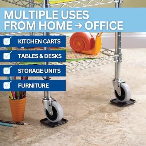 SoftTouch 2-1/2" Square Reusable Furniture Caster Cups with Carpet Bottom, 12-Pack Brown/Gray | Protects Hard Floors & Stabilizes Furniture thumbnail 5