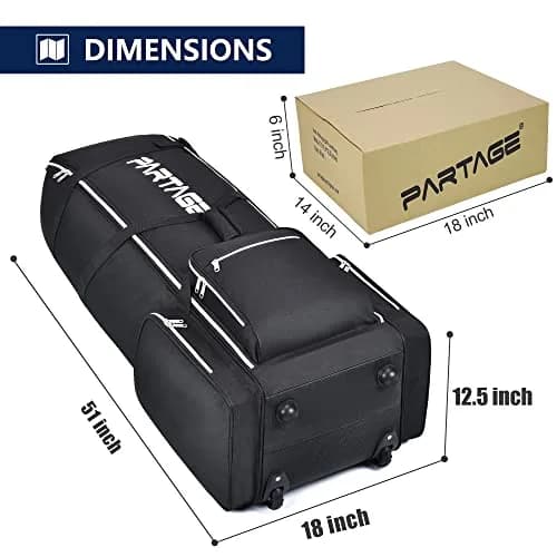 Partage Golf Travel Bag with Wheels | Heavy Duty Oxford, 600D Waterproof Fabric, Black | 51" Open Size thumbnail 5