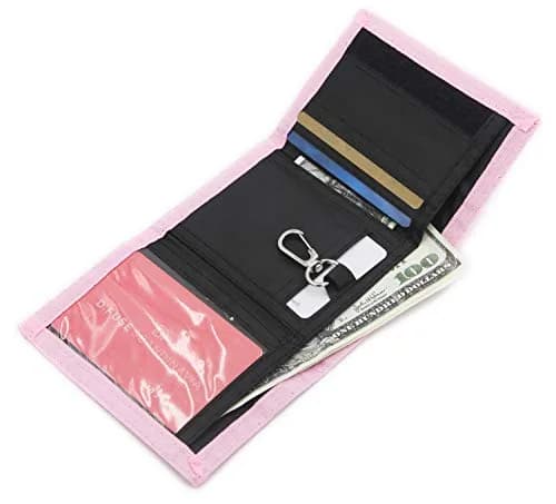 AI-DEE RFID Trifold Canvas Outdoor Sports Wallet for Kids - Pink | Durable Hook & Loop Closure thumbnail 2