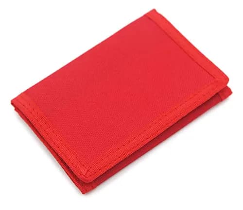AI-DEE Red RFID Trifold Canvas Outdoor Sports Wallet for Kids with Hook & Loop Closure - main product image