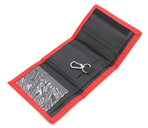 AI-DEE Red RFID Trifold Canvas Outdoor Sports Wallet for Kids with Hook & Loop Closure - view 2