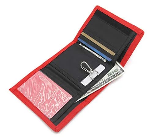 AI-DEE Red RFID Trifold Canvas Outdoor Sports Wallet for Kids with Hook & Loop Closure - view 4