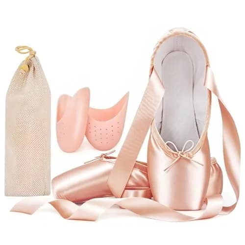 IJONDA Adult Ballet Pointe Dance Shoes Practice Slippers for Girls Women Size 4 Pink | Imported Dance Footwear thumbnail 1