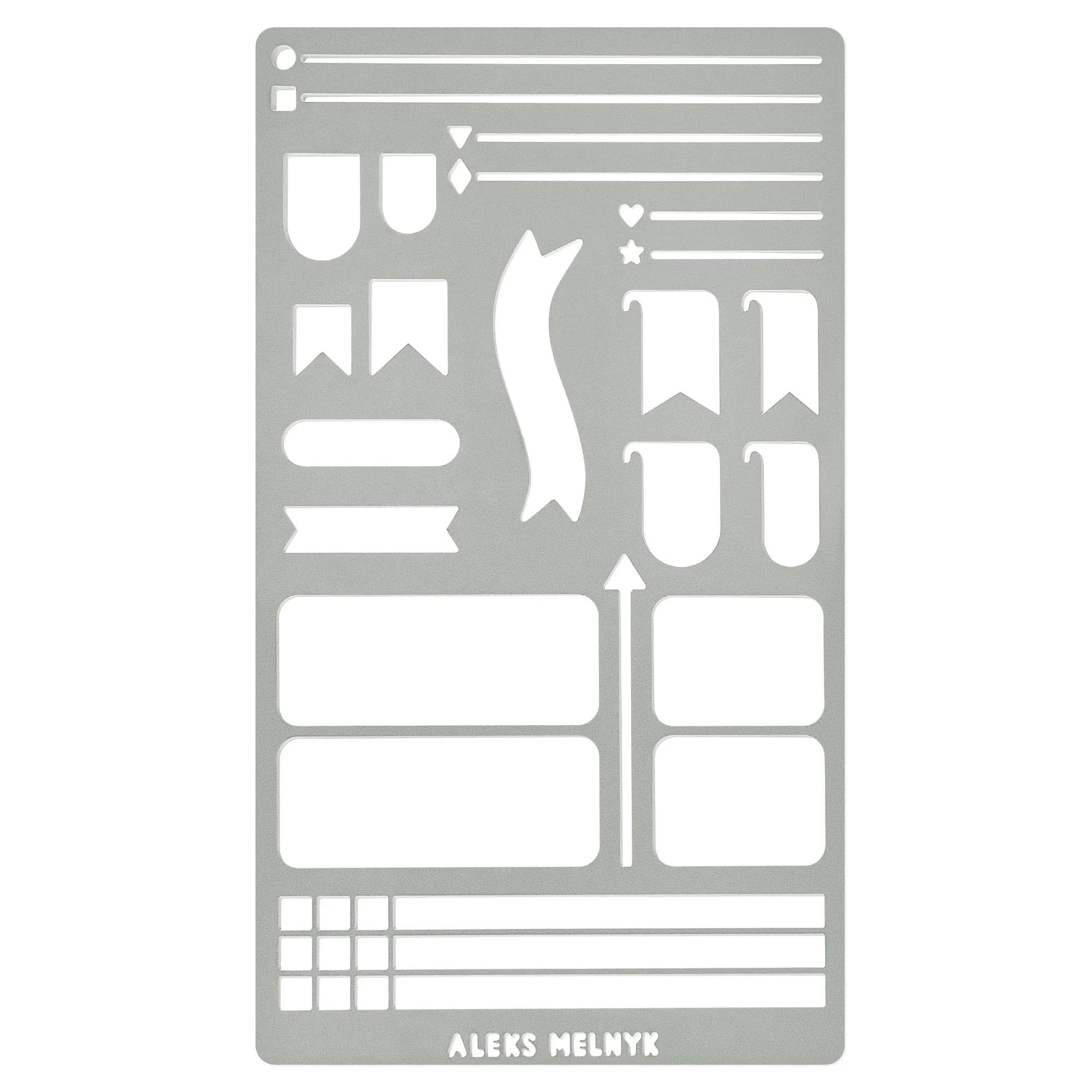 Aleks Melnyk No.62 Metal Bullet Journaling Stencil – Reusable Stainless Steel Template for Planner, Scrapbooking, Habit Tracker, Weekly Spread