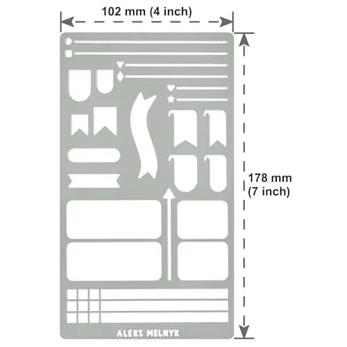 Aleks Melnyk No.62 Metal Bullet Journaling Stencil – Reusable Stainless Steel Template for Planner, Scrapbooking, Habit Tracker, Weekly Spread thumbnail 4
