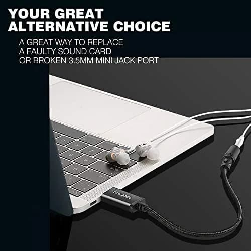 DUKABEL USB Headphone Adapter 25cm | External Sound Card for PC, PS4, PS5, Mac, Linux thumbnail 3