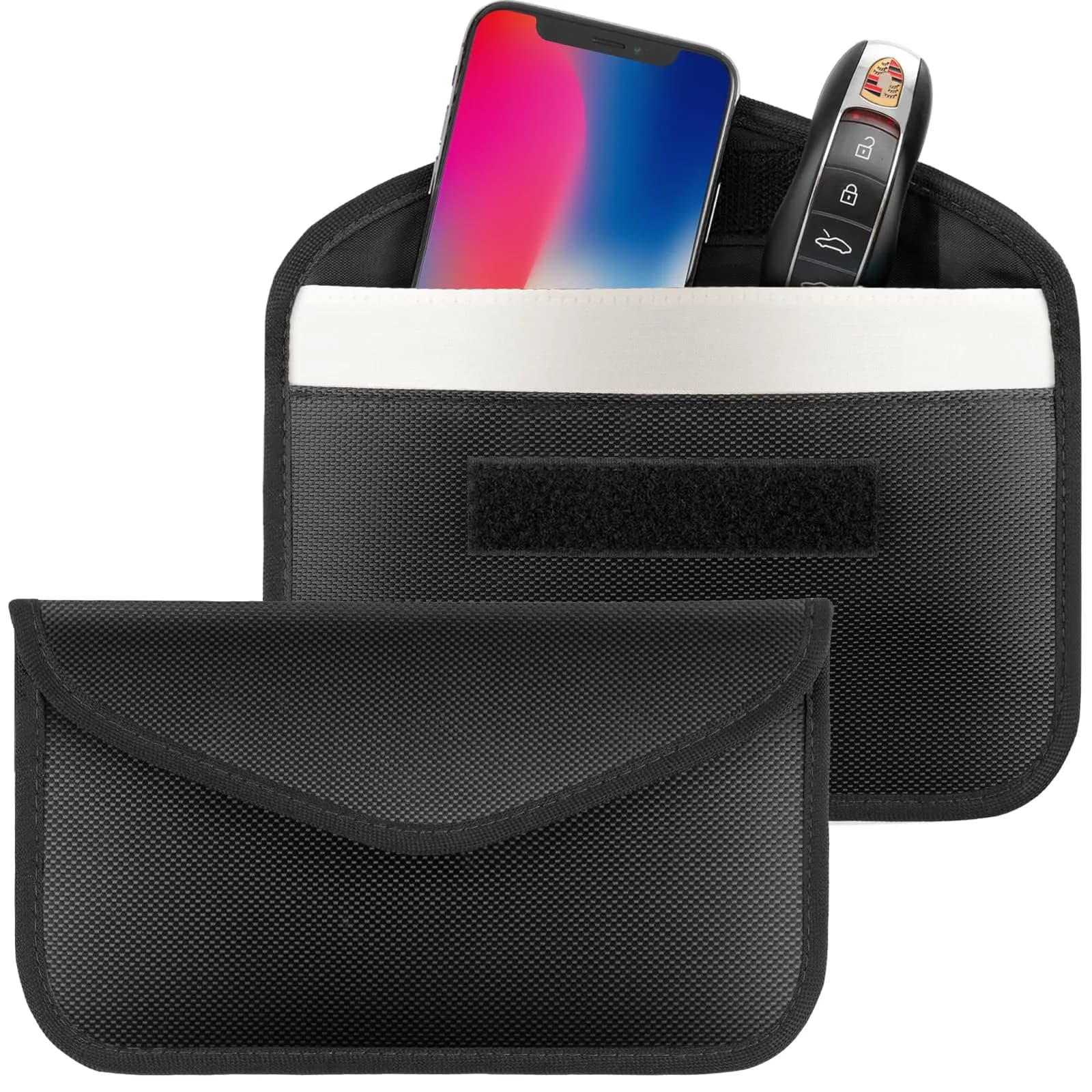 Tuulin 2 Pack Faraday Bags for Phones and Car Keys, Signal Blocking Pouch | Blocks All Signals — Black