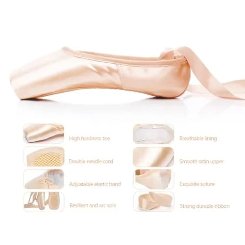 IJONDA Adult Ballet Pointe Dance Shoes Practice Slippers for Women (Numeric_ 6) Pink | Support & Comfort for Beginners & Pros thumbnail 6