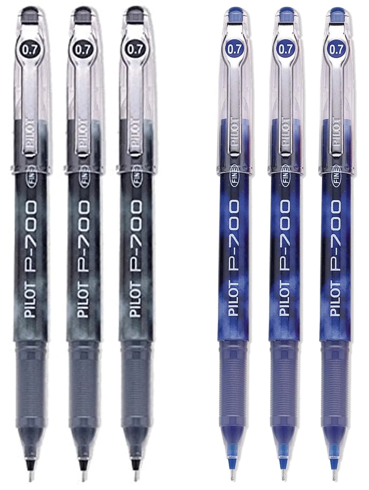 PILOT P-700 Rollerball Stick Gel Pen 6 Pack | Smooth Writing, Smear-Proof Gel Ink — Black/Blue