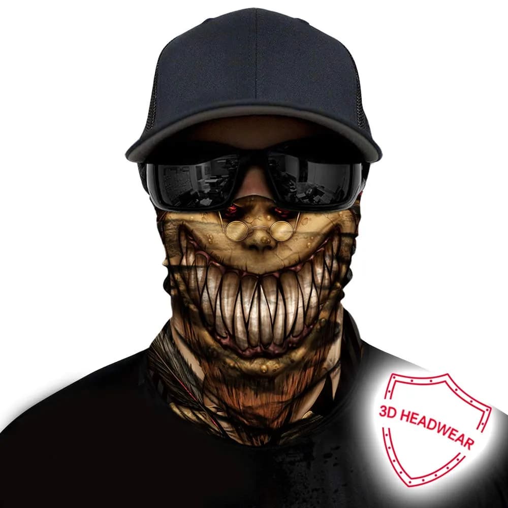 Obacle Skull Brown Skeleton Face Mask Half - Seamless 3D Tube Bandana for Dust & Sun Protection - view 2