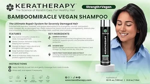 Trueplex KERATHERAPY Bamboo Miracle Smooth & Repair Shampoo 300 ml | Hydrating & Smoothing for Damaged & Frizzy Hair thumbnail 2