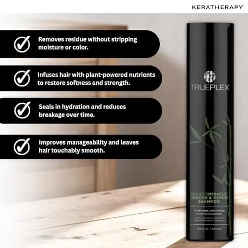 Trueplex KERATHERAPY Bamboo Miracle Smooth & Repair Shampoo 300 ml | Hydrating & Smoothing for Damaged & Frizzy Hair thumbnail 3