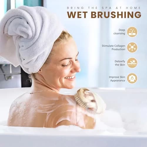 POPCHOSE Dry Brush for Lymphatic Drainage, Dry Brushing Body Brush | Natural Boar Bristles & Wooden Handle thumbnail 4