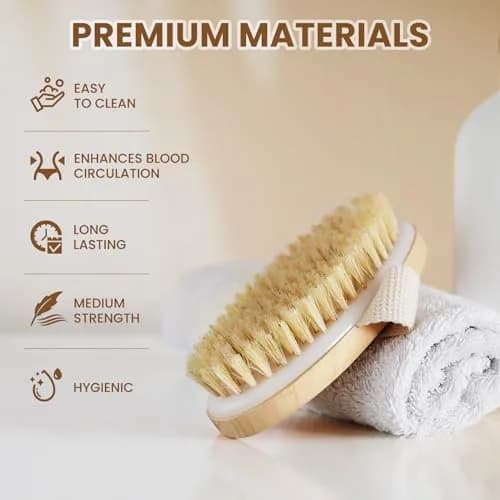 POPCHOSE Dry Brush for Lymphatic Drainage, Dry Brushing Body Brush | Natural Boar Bristles & Wooden Handle thumbnail 5