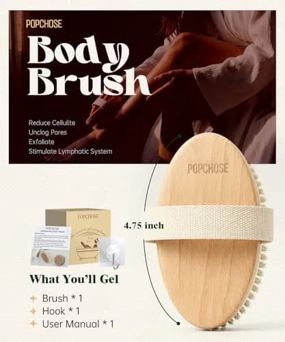 POPCHOSE Dry Brush for Lymphatic Drainage, Dry Brushing Body Brush | Natural Boar Bristles & Wooden Handle thumbnail 6