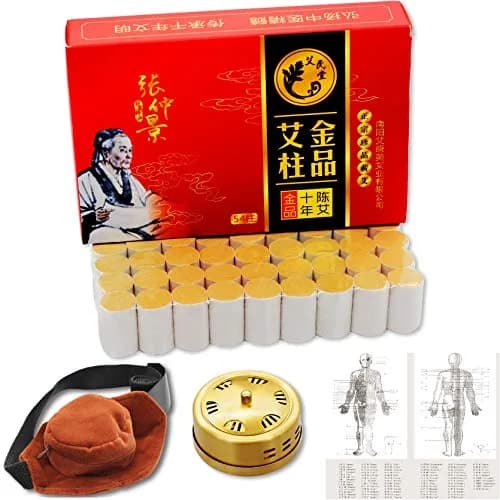 Uloveido 10-Years Purity 60:1 Ratio Moxibustion Rolls & Copper Mugwort Burner, 54 Rolls (18x27mm) | Traditional Acupuncture Aid thumbnail 1