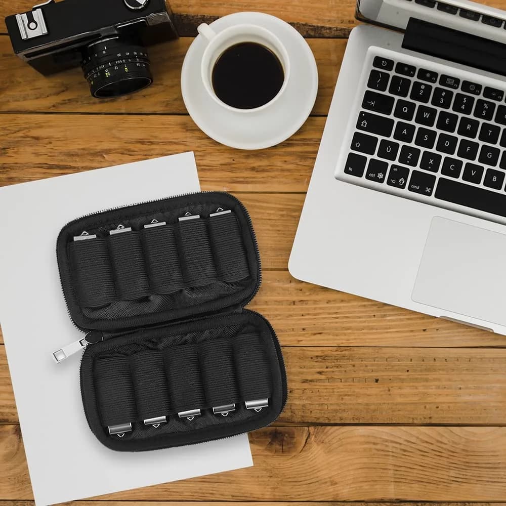 JBOS 10 Slots Neoprene USB Flash Drive Case | Anti-Static Organizer Pouch for Travel, Office & Home, Black - view 5