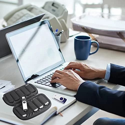 JBOS 10 Slots Neoprene USB Flash Drive Case | Anti-Static Organizer Pouch for Travel, Office & Home, Black thumbnail 3