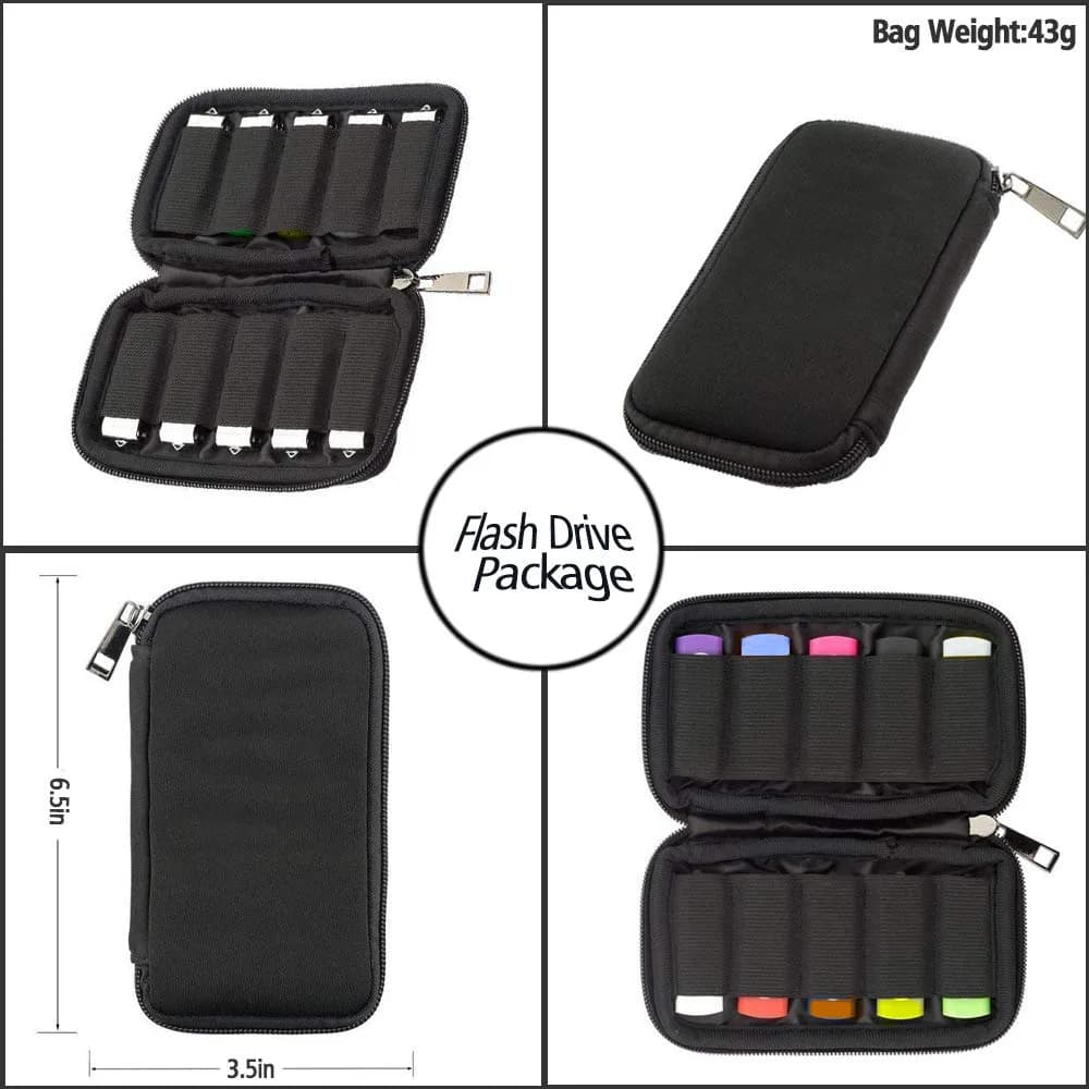 JBOS 10 Slots Neoprene USB Flash Drive Case | Anti-Static Organizer Pouch for Travel, Office & Home, Black - view 4