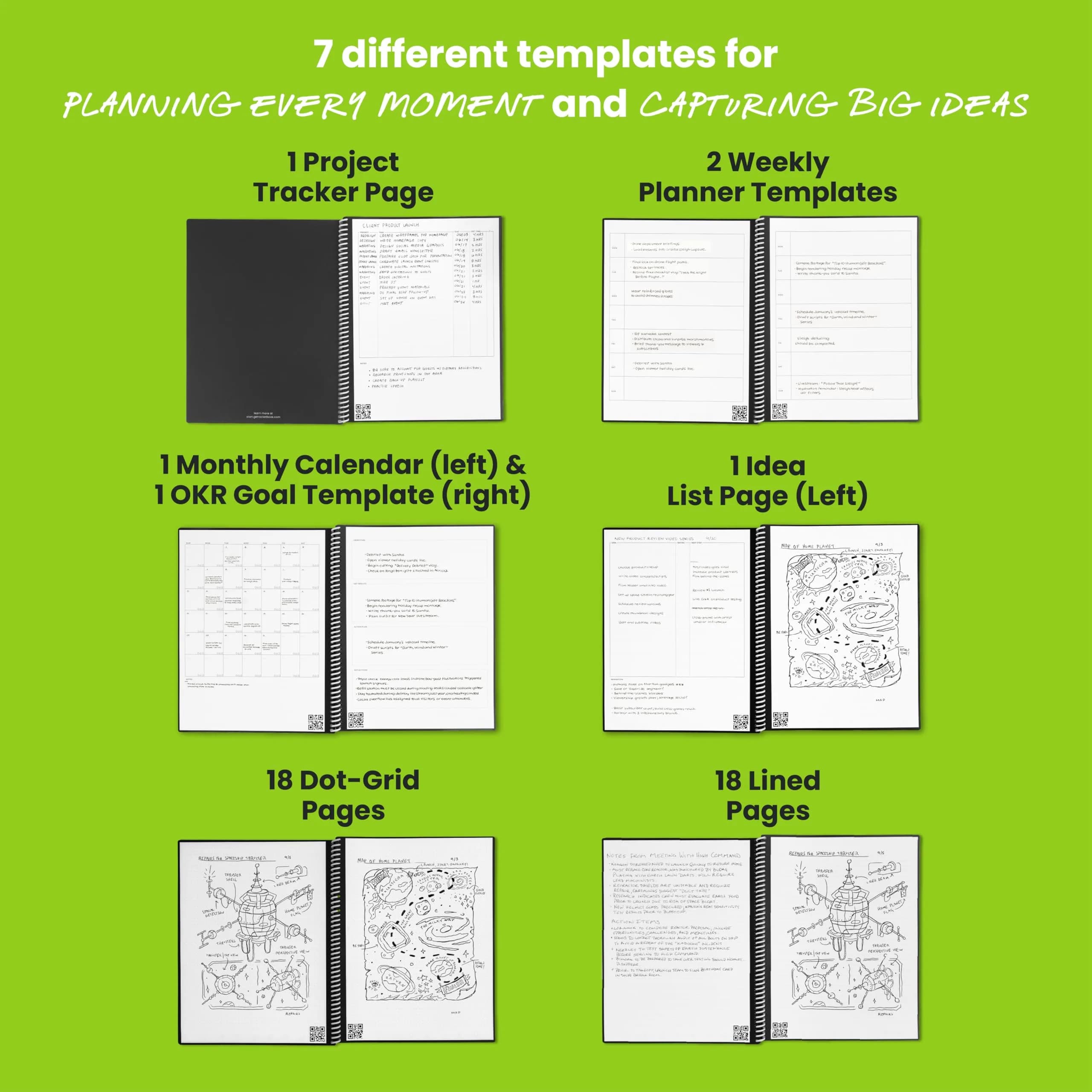 Rocketbook Fusion Hybrid Reusable Planner Notebook, Executive 6x8.8, Black | 42 Pages - view 7