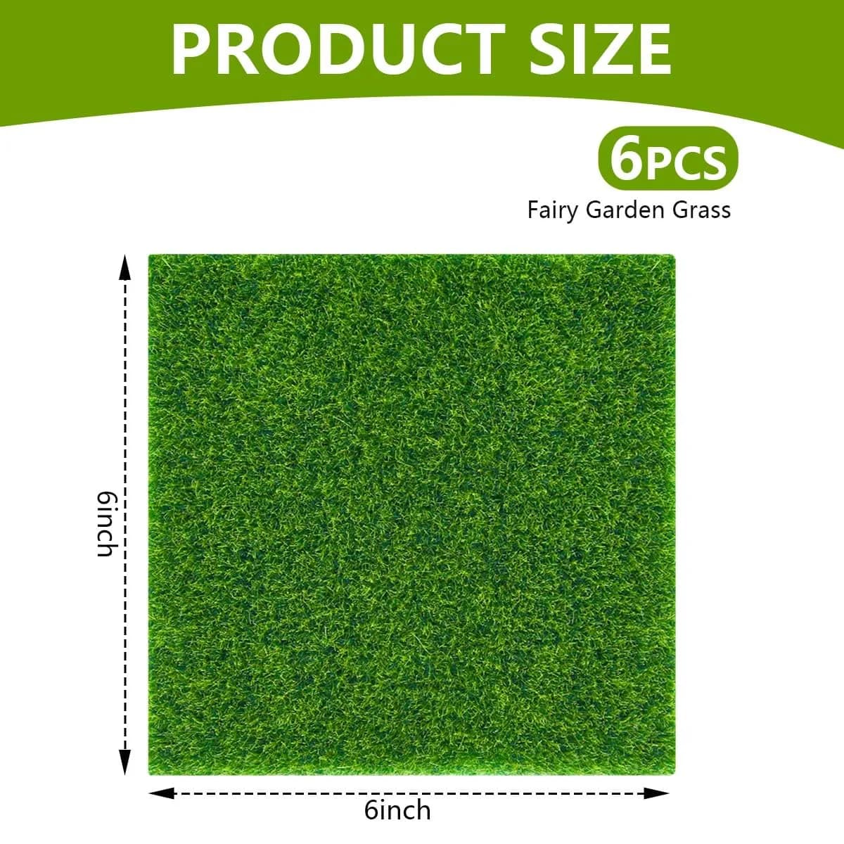 KISEER 6 Pack Artificial Grass Mats 6" x 6" | Miniature Garden Crafting Supply - view 2