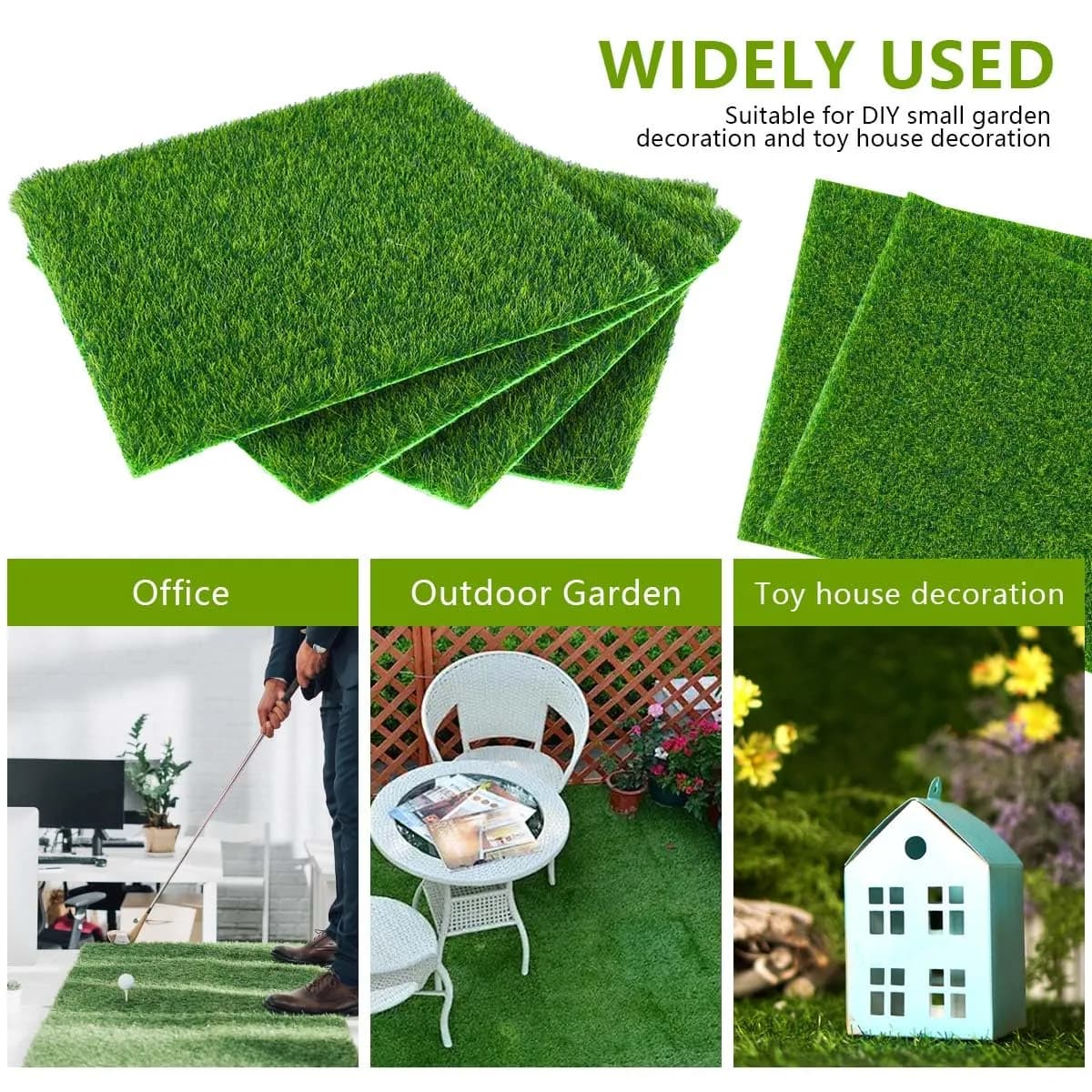 KISEER 6 Pack Artificial Grass Mats 6" x 6" | Miniature Garden Crafting Supply - view 4