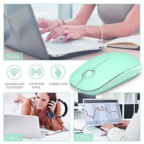 VssoPlor Wireless Mouse, 2.4G Slim Computer Laptop Mouse, Mint Green | Quiet Clicks & Stable Connection thumbnail 6