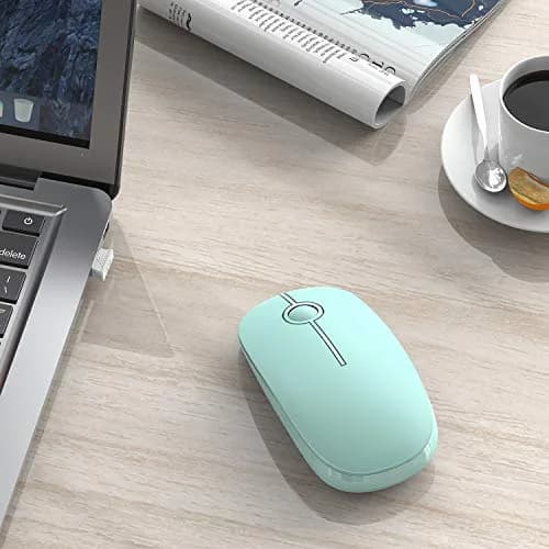 VssoPlor Wireless Mouse, 2.4G Slim Computer Laptop Mouse, Mint Green | Quiet Clicks & Stable Connection thumbnail 9