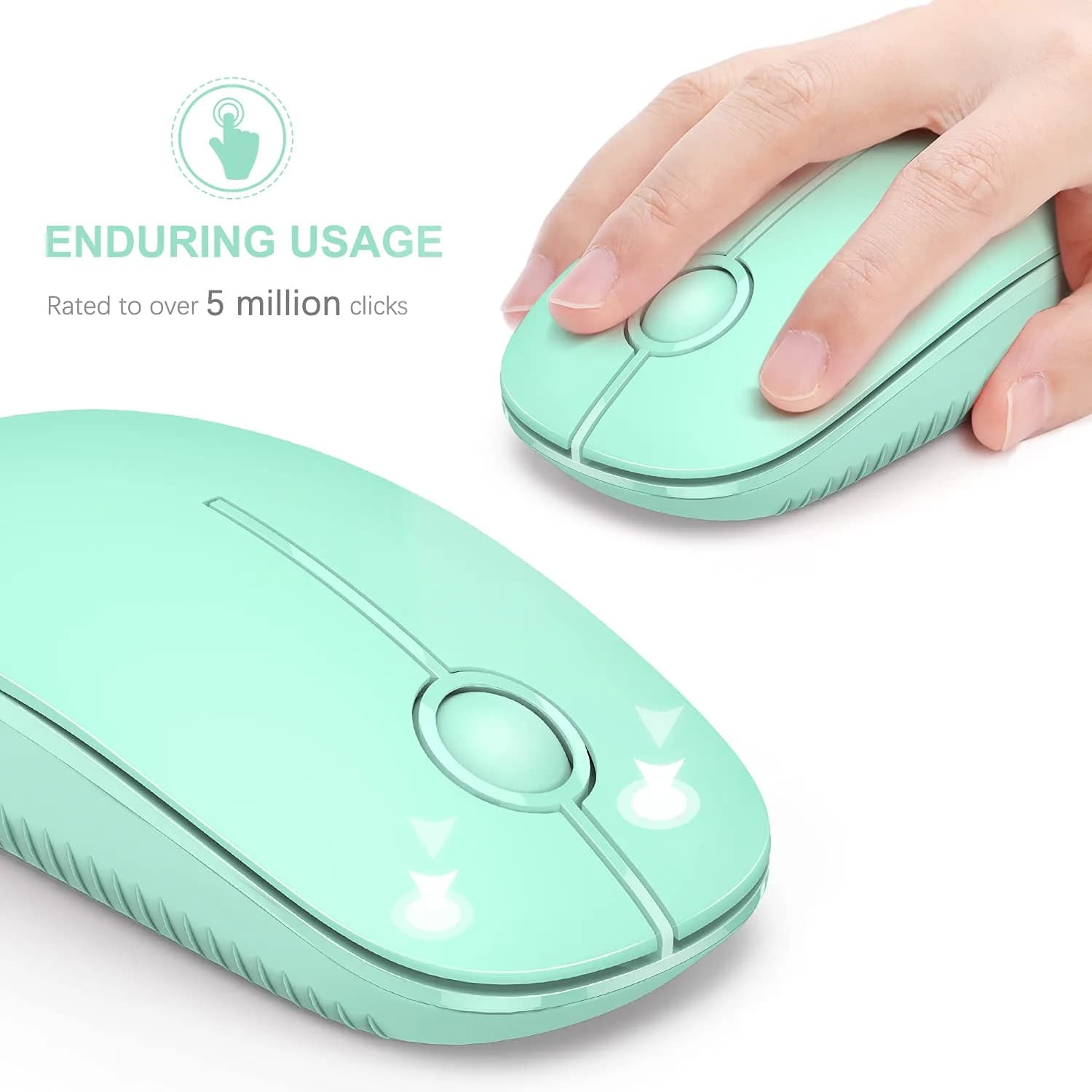 VssoPlor Wireless Mouse, 2.4G Slim Computer Laptop Mouse, Mint Green | Quiet Clicks & Stable Connection - view 3