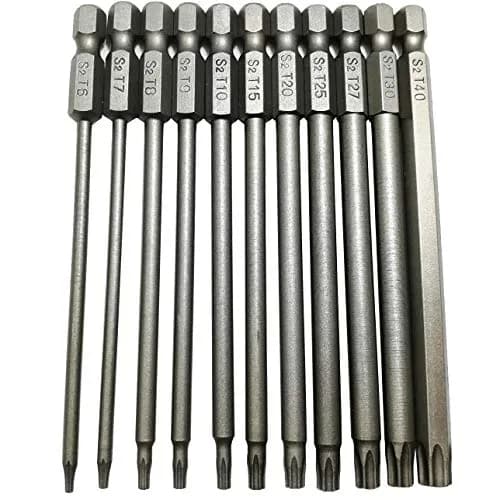 YDLQWCZ Long Torx Security Head Screwdriver Drill Set 1/4 Inch Hex Shank 11 Pieces 4 Inch Length | Durable S2 Steel Bits thumbnail 1