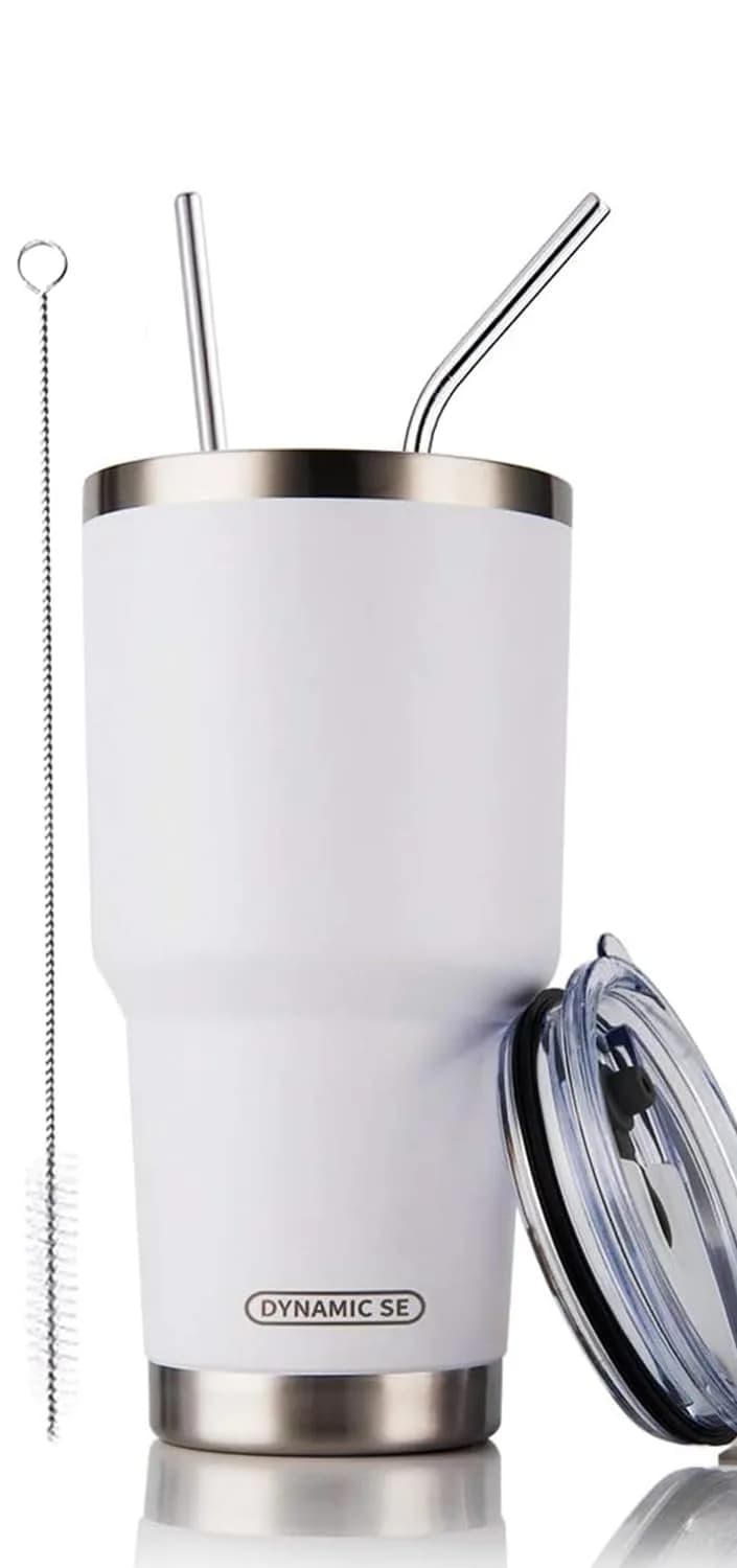 D·S White 30oz (887ml) Tumbler Set | Double Wall Vacuum Insulated Travel Coffee Mug - main product image