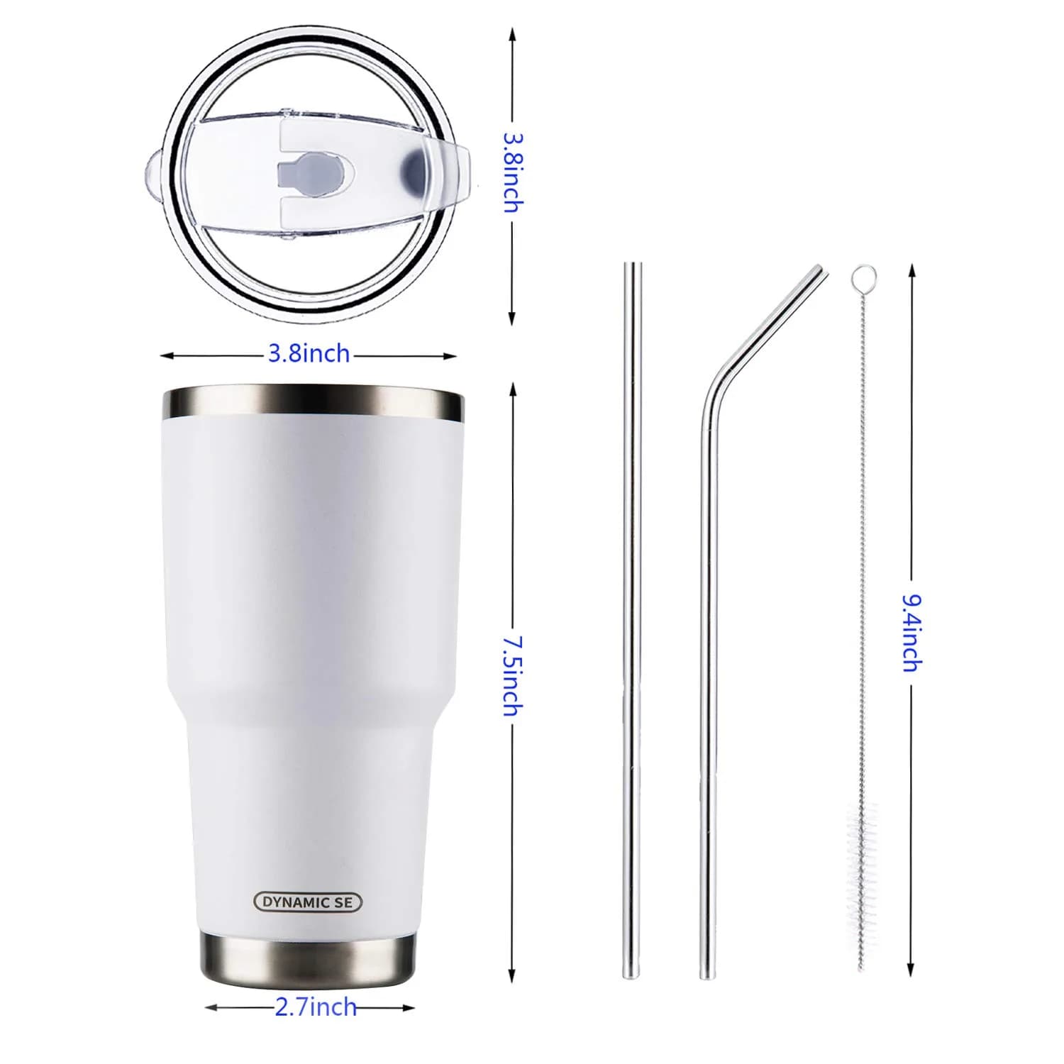 D·S White 30oz (887ml) Tumbler Set | Double Wall Vacuum Insulated Travel Coffee Mug - view 2