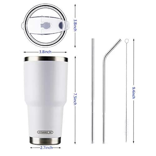 D·S White 30oz (887ml) Tumbler Set | Double Wall Vacuum Insulated Travel Coffee Mug thumbnail 2
