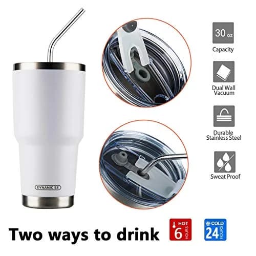 D·S White 30oz (887ml) Tumbler Set | Double Wall Vacuum Insulated Travel Coffee Mug thumbnail 3