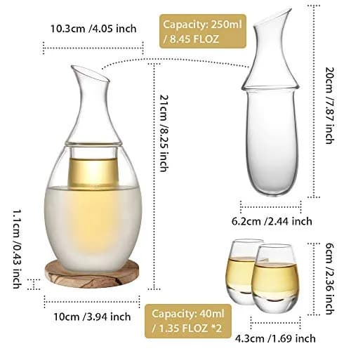 ZENS Sake Set with 6 Sake Cups, 250ml (8.5 Fl Oz) Borosilicate Glass | Modern Water-Drop Design thumbnail 4