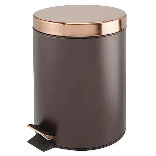 mDesign Pedal Bin - Metal Waste Bin with Pedal, Lid & Plastic Bucket Insert - 5L Capacity, Bronze/Rose Gold thumbnail 1